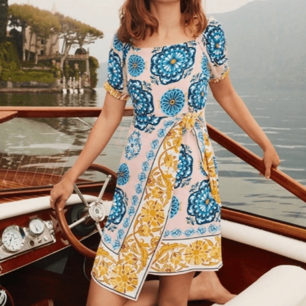 MAEVE by Anthropologie Resort Wrap Dress Pink Floral US Size 8